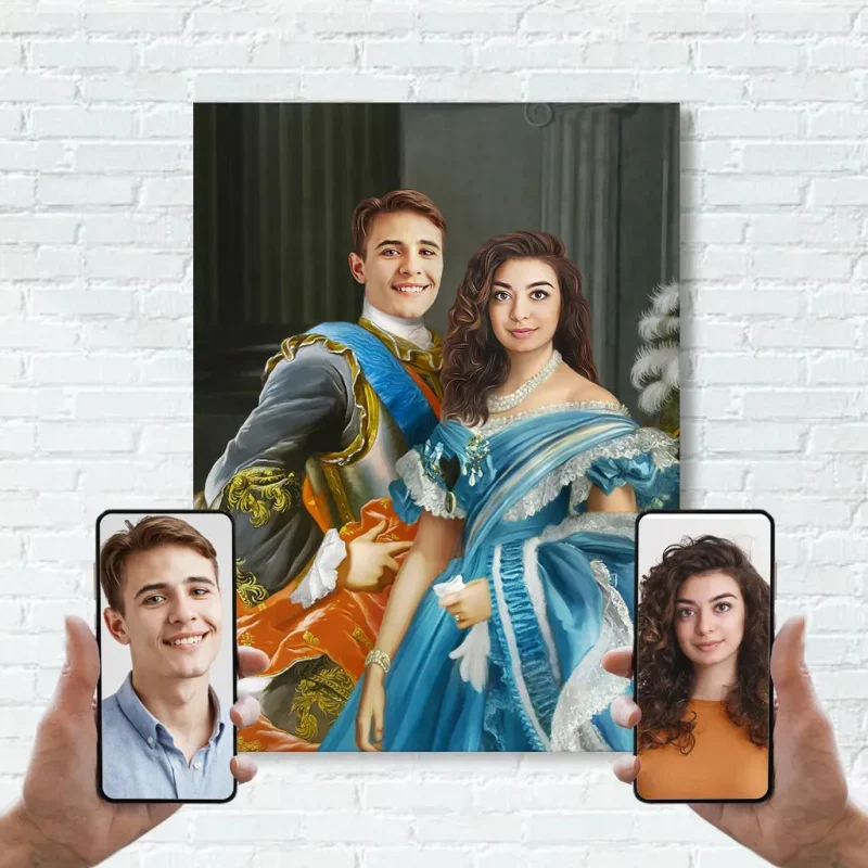 Imperial Love: Royal Couple Canvas Prints - Sketch Me Cartoon