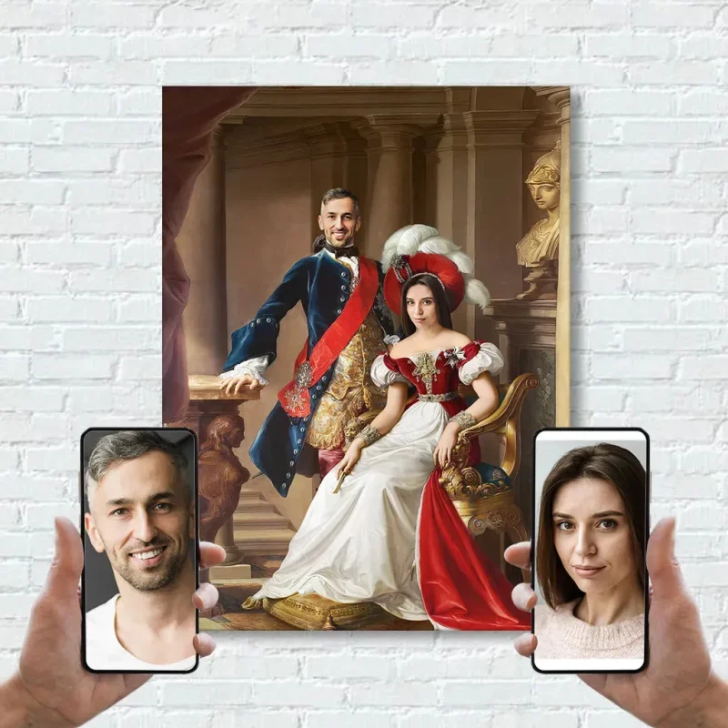 Aristocratic Affection: Royal Couple Portraits - Sketch Me Cartoon